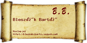 Bleszák Bartó névjegykártya